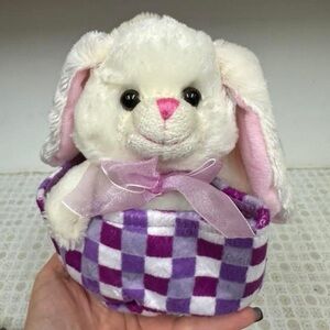 Plush Bunny with Checkered Basket